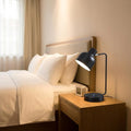 15" Black Metal Desk USB Table Lamp With Black Shade