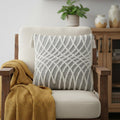 17" Gray and White Throw Pillow with Tassels