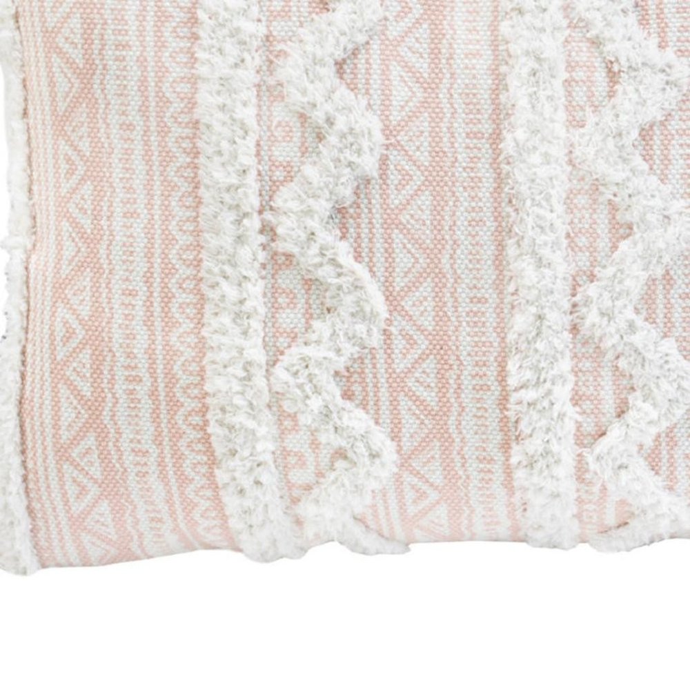 13" X 18" Blush And Natural Damask Throw Pillow with Tassels