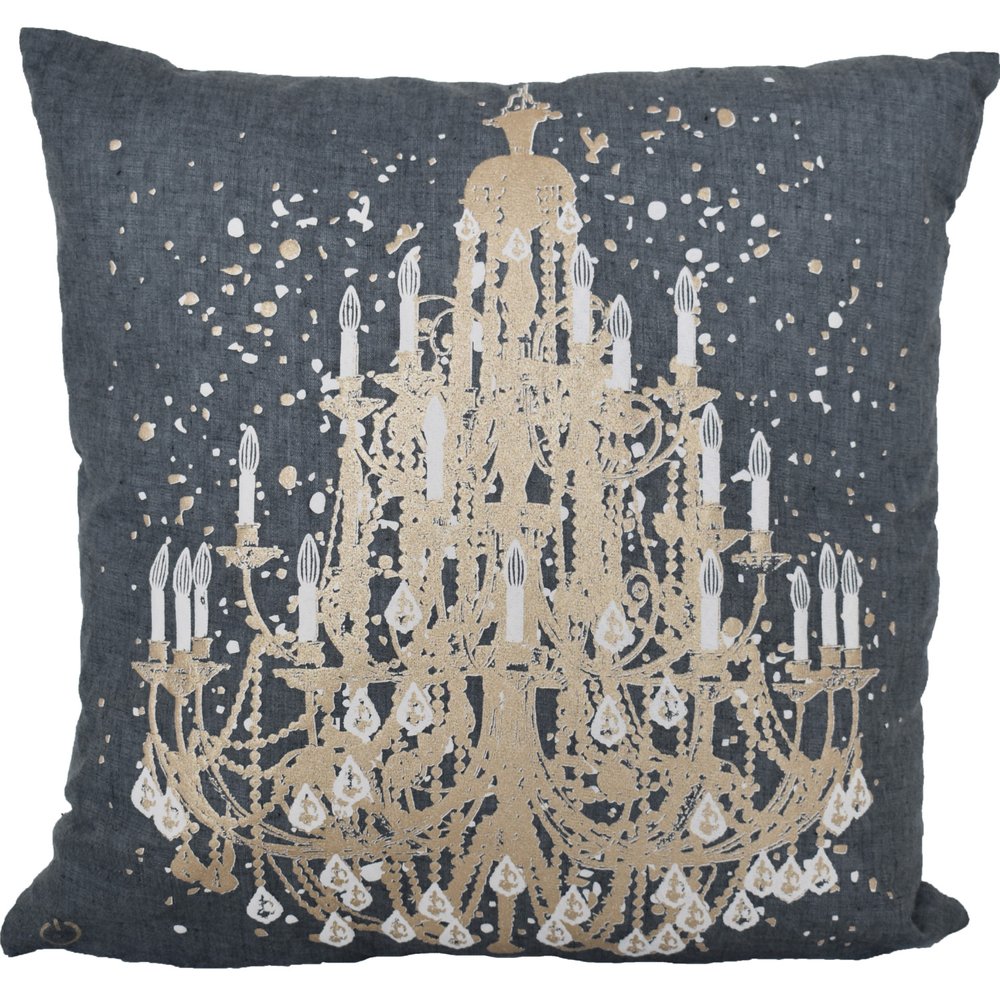 18" Gray and White Throw Pillow