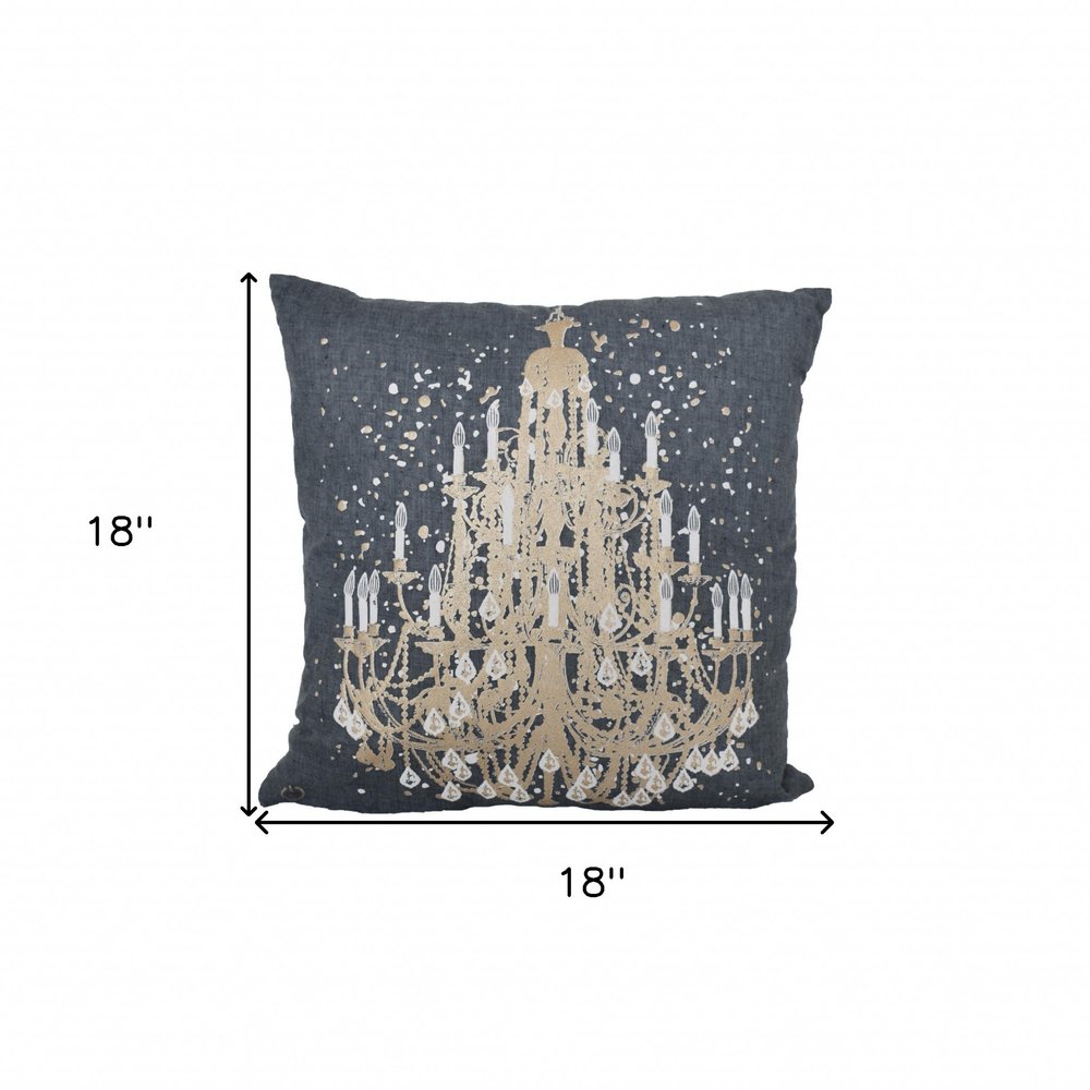18" Gray and White Throw Pillow