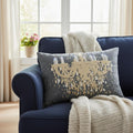 13" X 20" Gray and White Throw Pillow