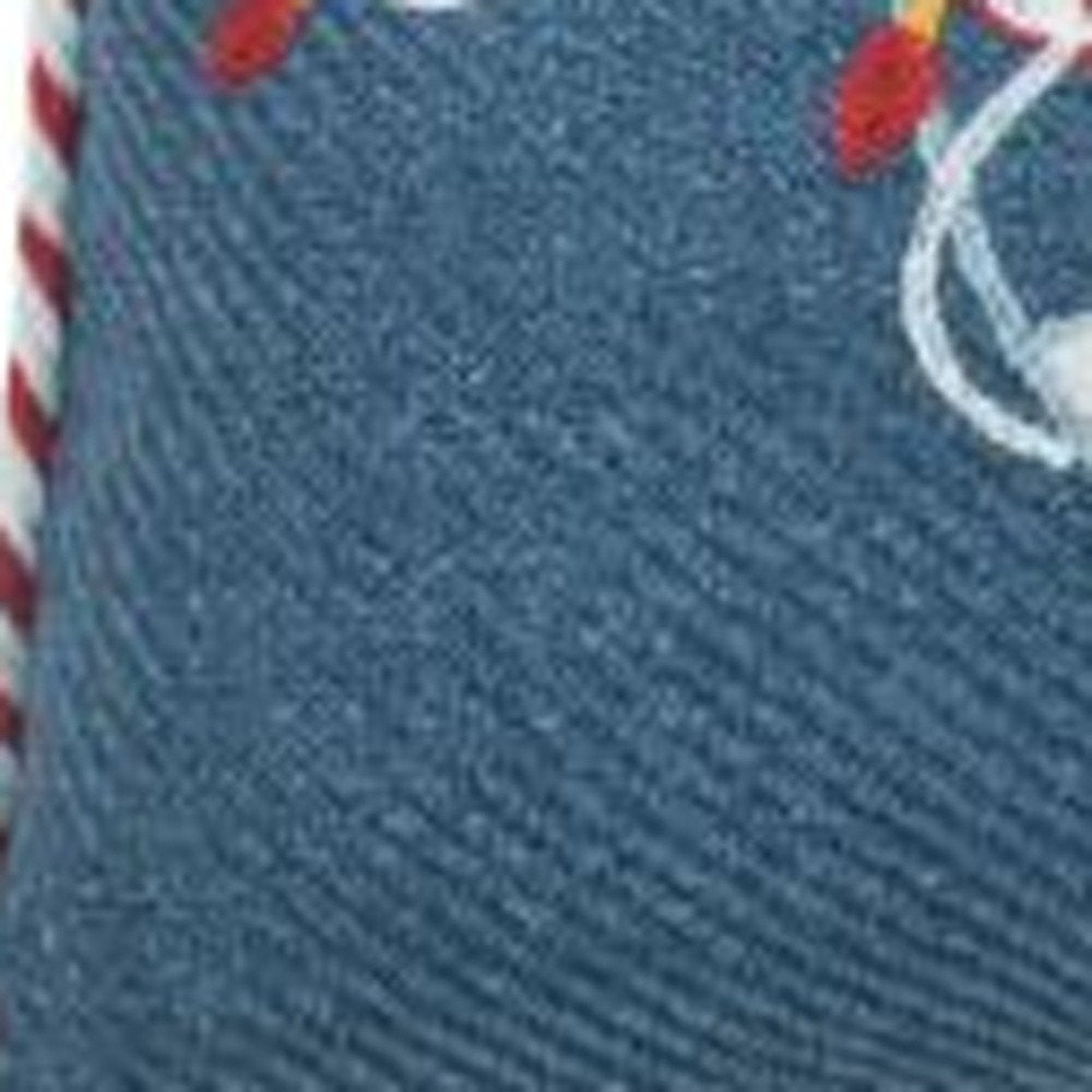 13" X 18" Blue and White Nautical Christmas Throw Pillow