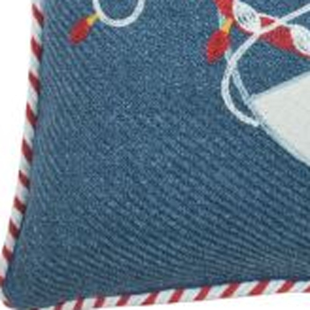 13" X 18" Blue and White Nautical Christmas Throw Pillow