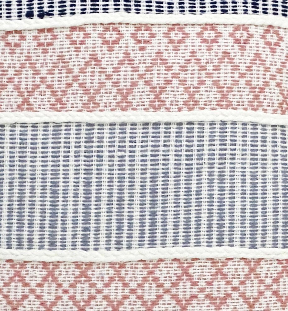 22" X 22" Blue And Peach Trellis Zippered Cotton Blend Throw Pillow With Embroidery
