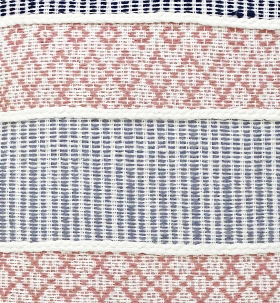 22" X 22" Blue And Peach Trellis Zippered Cotton Blend Throw Pillow With Embroidery
