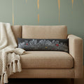 14" X 45" Dark Gray And White Boston Night Skyline Lumbar Decorative Pillow