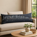 14" X 46" Dark Gray And White San Francisco Nighttime Skyline Lumbar Decorative Pillow