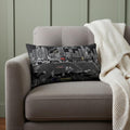 14" X 24" Dark Gray And White Austin Nighttime Skyline Lumbar Decorative Pillow
