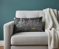 14" X 24" Dark Gray And White NYC Nighttime Skyline Lumbar Decorative Pillow