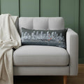 14" X 35" Dark Gray And White Atlanta Nighttime Skyline Lumbar Decorative Pillow