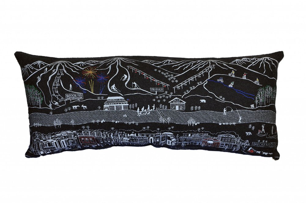 14" X 35" Cream Breckenridge Daylight Skyline Lumbar Decorative Pillow