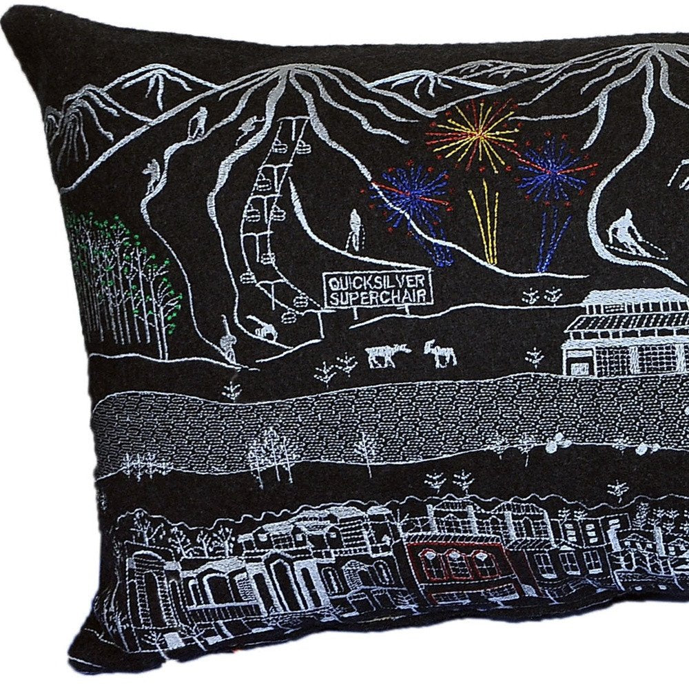 14" X 35" Cream Breckenridge Daylight Skyline Lumbar Decorative Pillow