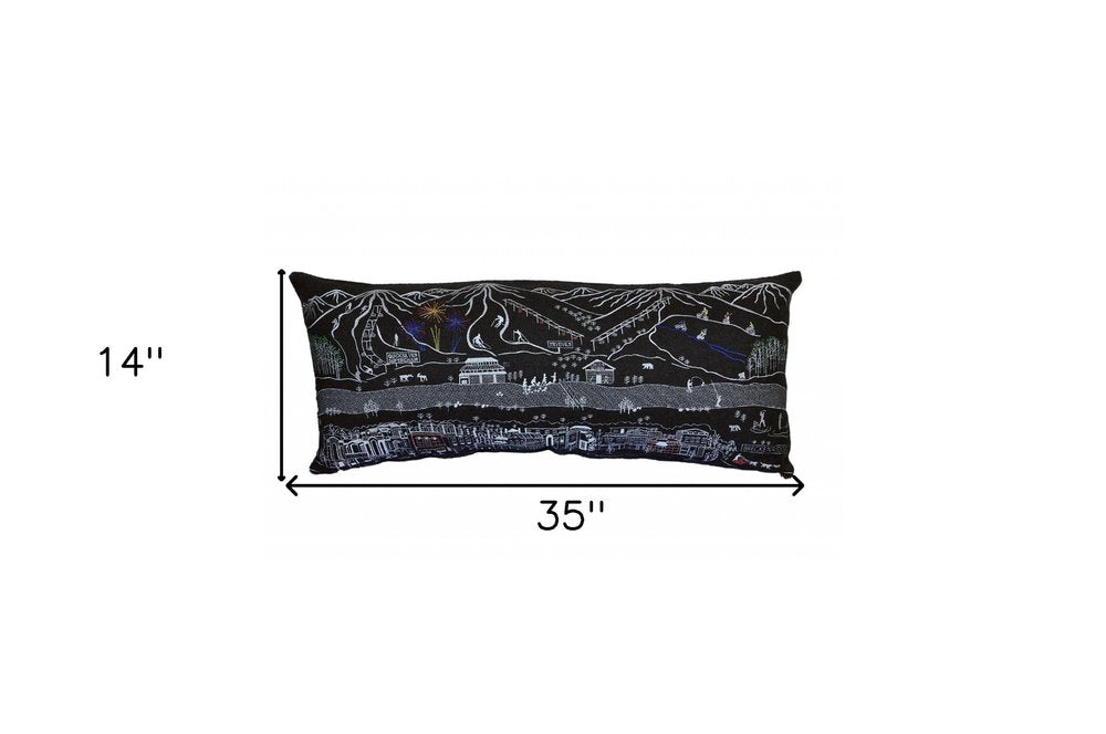 14" X 35" Cream Breckenridge Daylight Skyline Lumbar Decorative Pillow