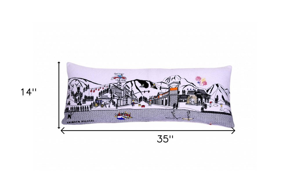 Dark Gray And White Jackson Nighttime Skyline Lumbar Decorative Pillow