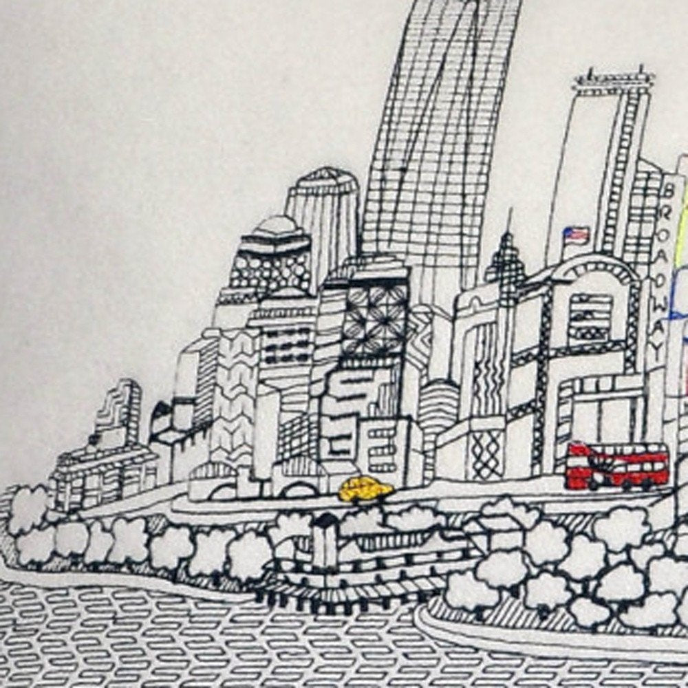 14" X 35" Dark Gray And White NYC Nighttime Skyline Lumbar Decorative Pillow