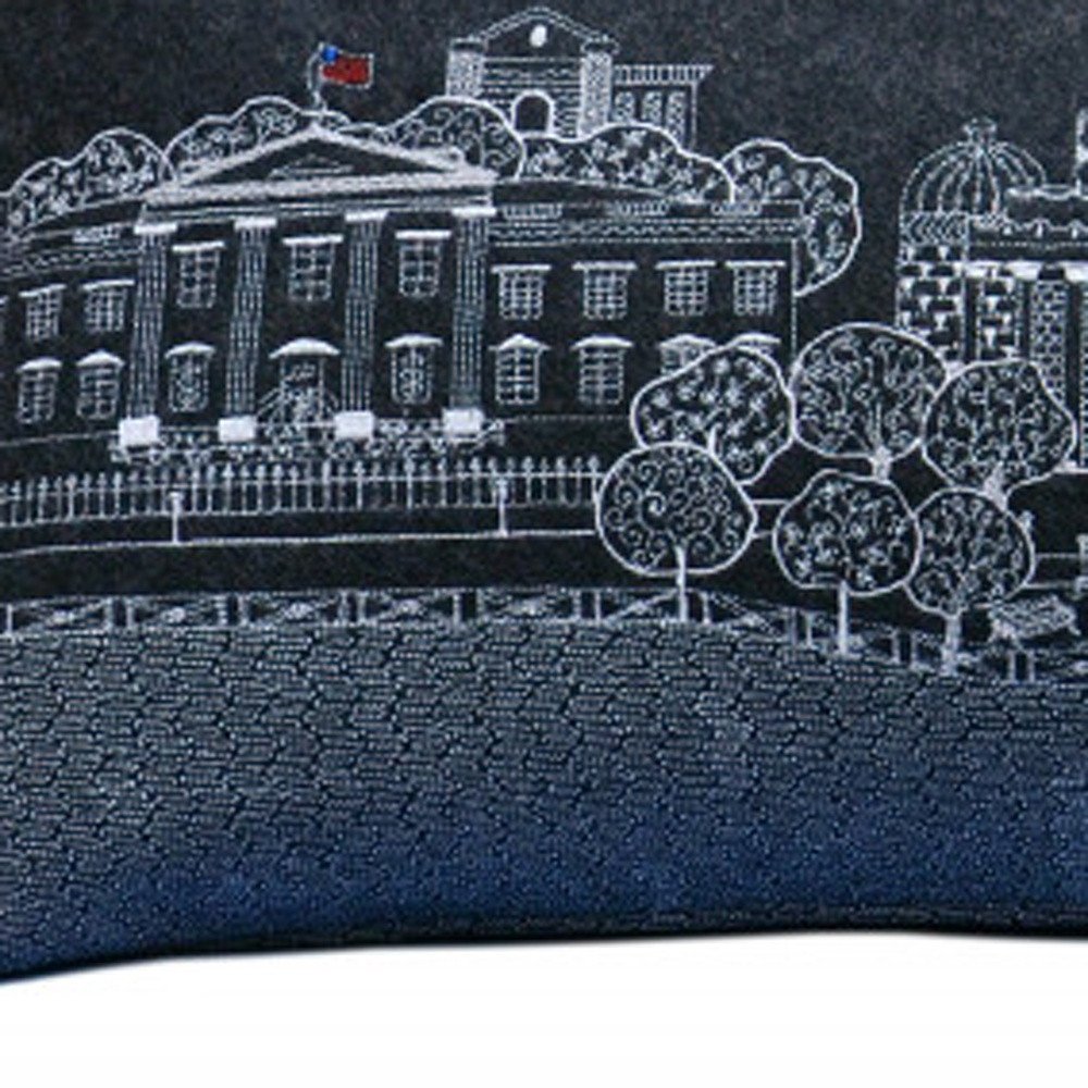 14" X 35" Cream Washington DC Daylight Skyline Lumbar Decorative Pillow