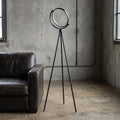 60" Black LED Tripod Floor Lamp With Black Metal Novelty Shade
