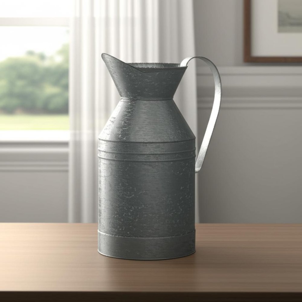 11" Gray Metal Jug Vase