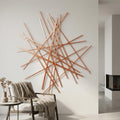 35" X 34" Rose Gold Metal Abstract Lines Hanging Dimensional Sculpture