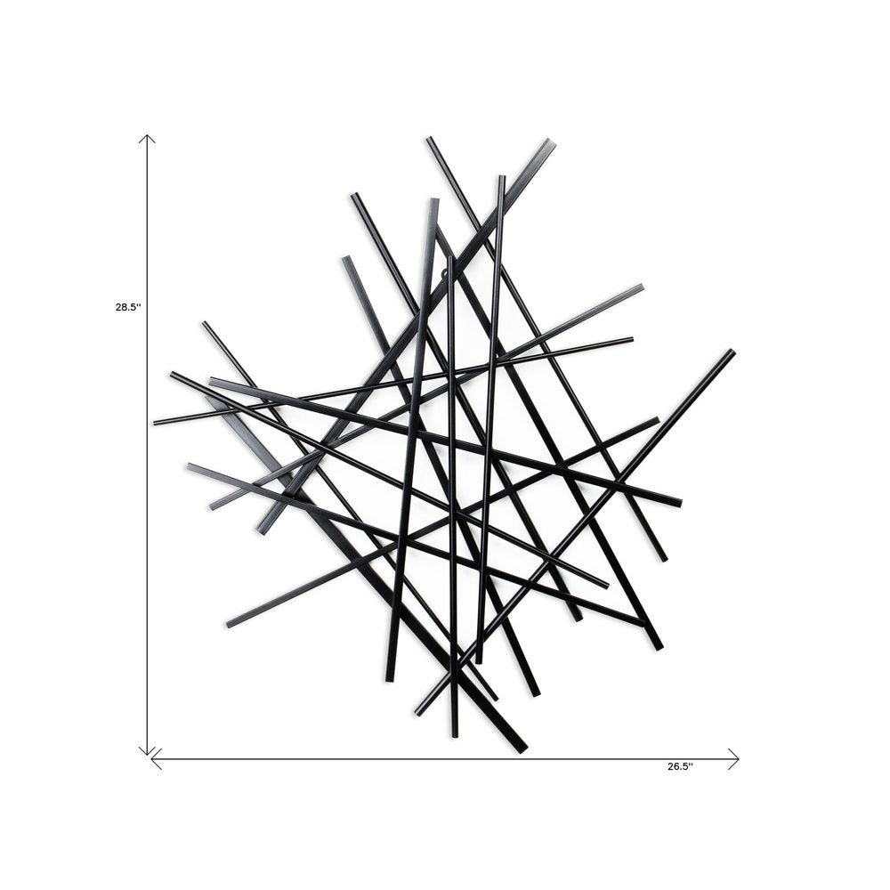 29" X 27" Black Metal Novelty Abstract Hanging Dimensional Sculpture