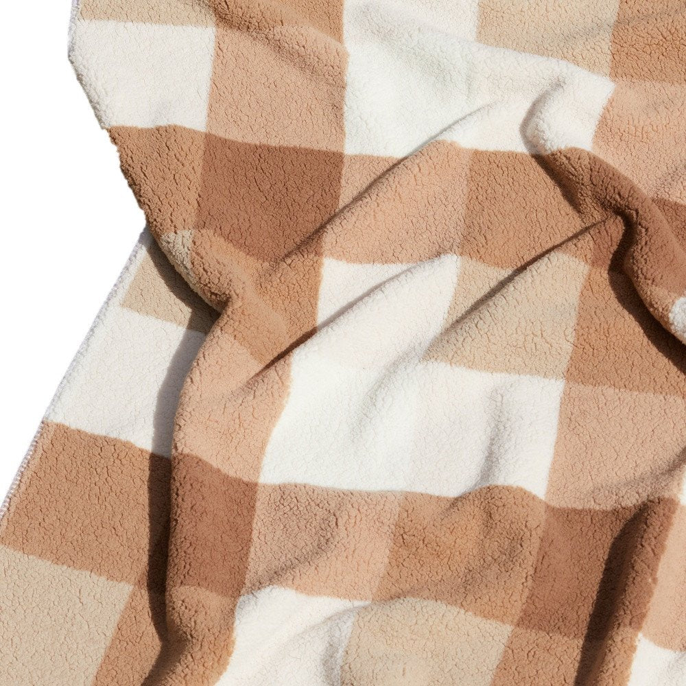 50" X 60" Gray And Ivory Faux Sherpa Plaid Throw Blanket