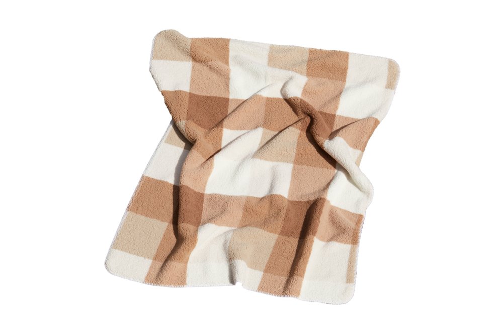 50" X 60" Gray And Ivory Faux Sherpa Plaid Throw Blanket