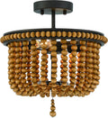 Brown And Black Unique Statement Two Light Metal Dimmable Flush Chandelier