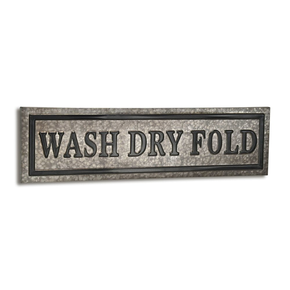 10" X 36" Gray Wash Dry Fold Metal Wall Decor