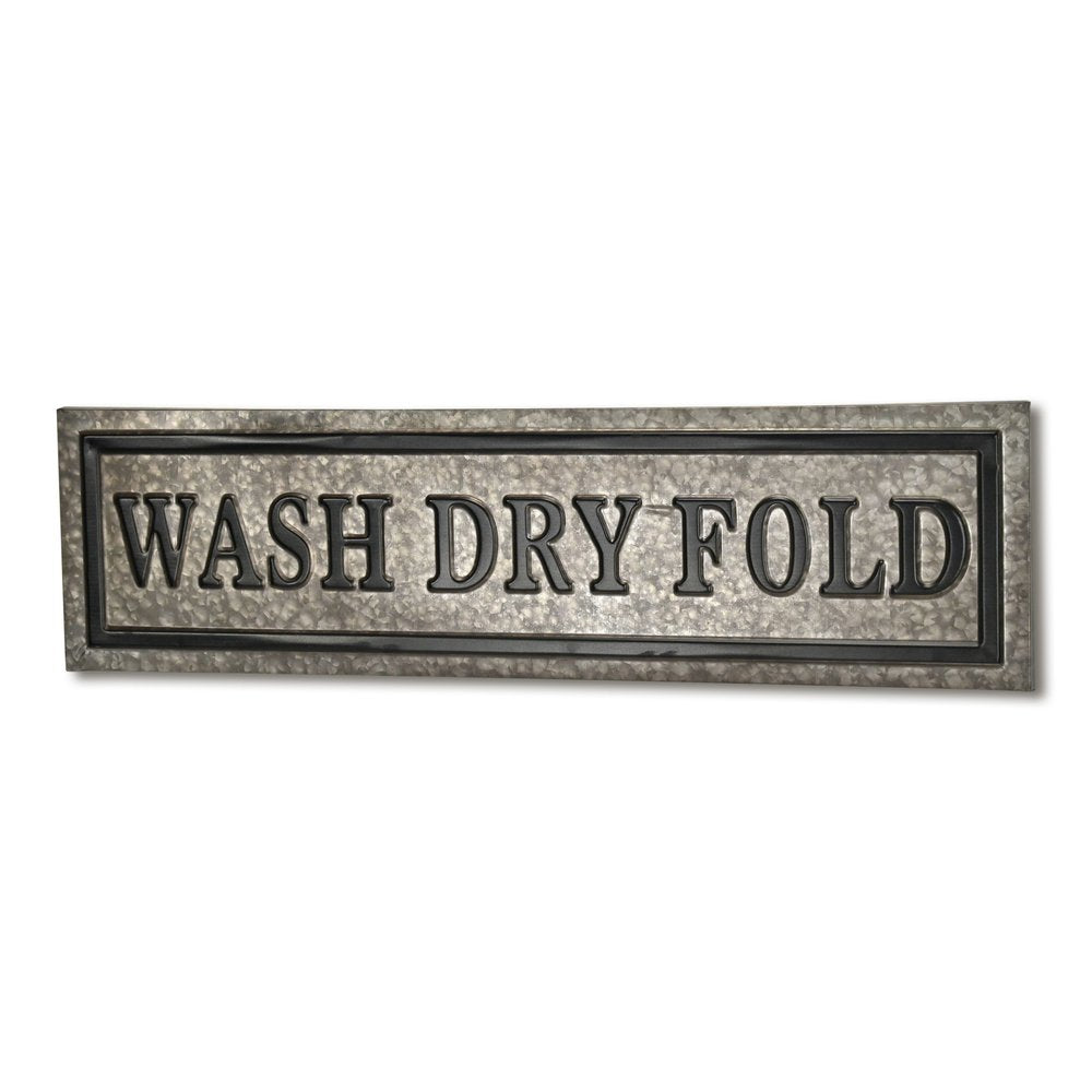 10" X 36" Gray Wash Dry Fold Metal Wall Decor