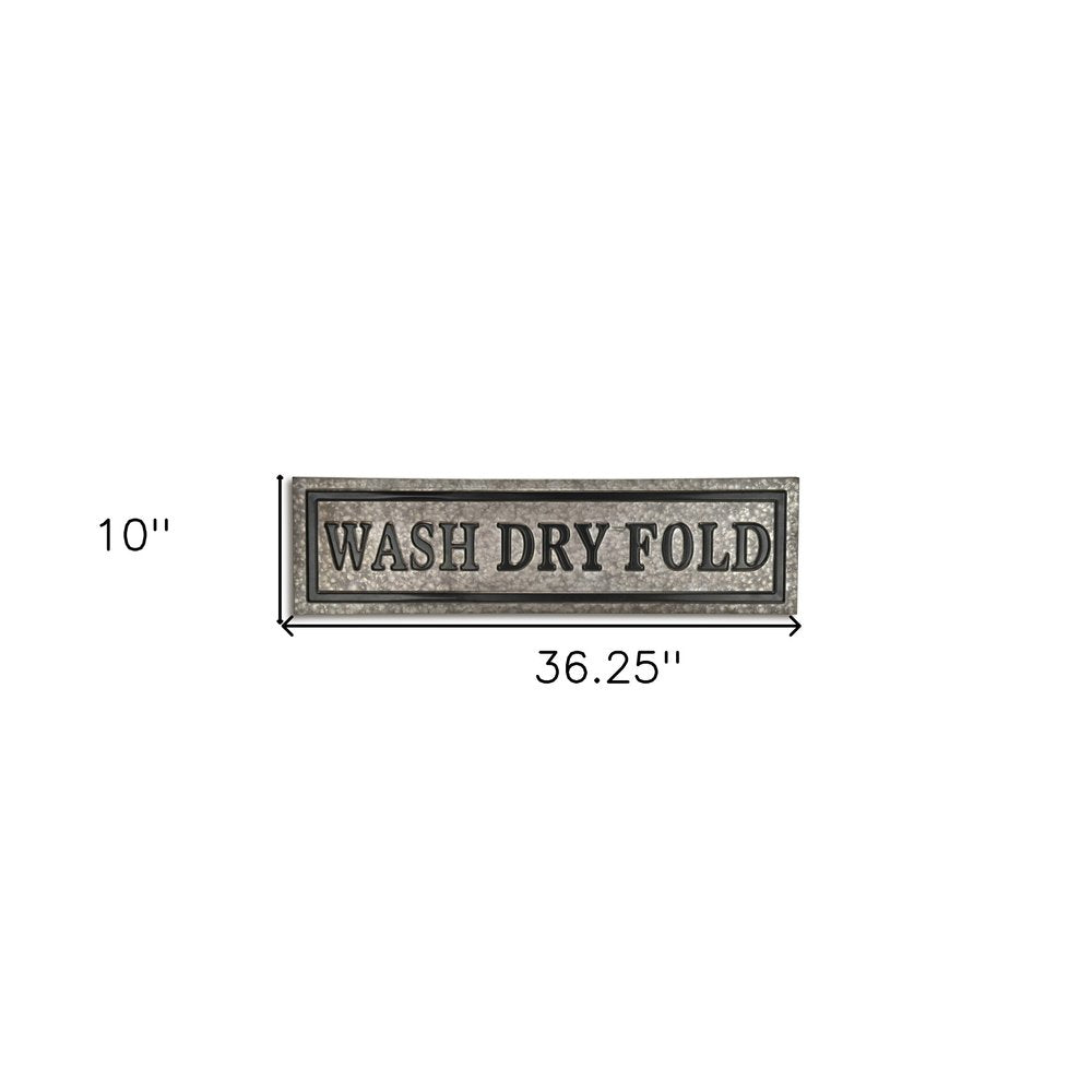 10" X 36" Gray Wash Dry Fold Metal Wall Decor