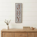 19" X 6" Gray and Brown Handcrafted Joy Metal Wall Decor