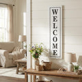 39" X 11" White And Black Welcome Metal Wall Decor