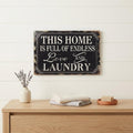 16" X 24" Black and White Endless Love And Laundry Wood Wall Decor