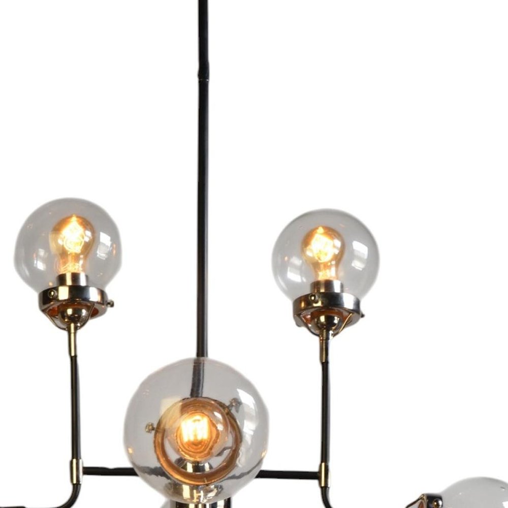 Silver Sputnik Eight Light Metal and Iron Chandelier With Clear Shades