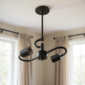 Bronze Bulb Two Light Metal Chandelier
