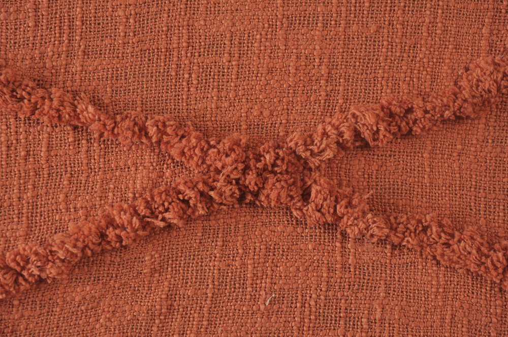 60" X 50" Orange Cotton Throw Blanket with Fringe