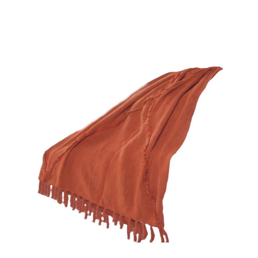 60" X 50" Orange Cotton Throw Blanket with Fringe