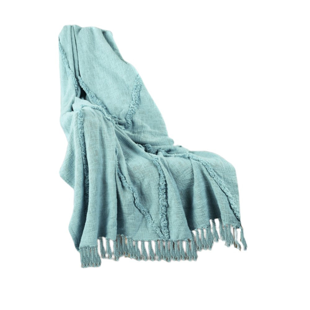 60" X 50" Orange Cotton Throw Blanket with Fringe