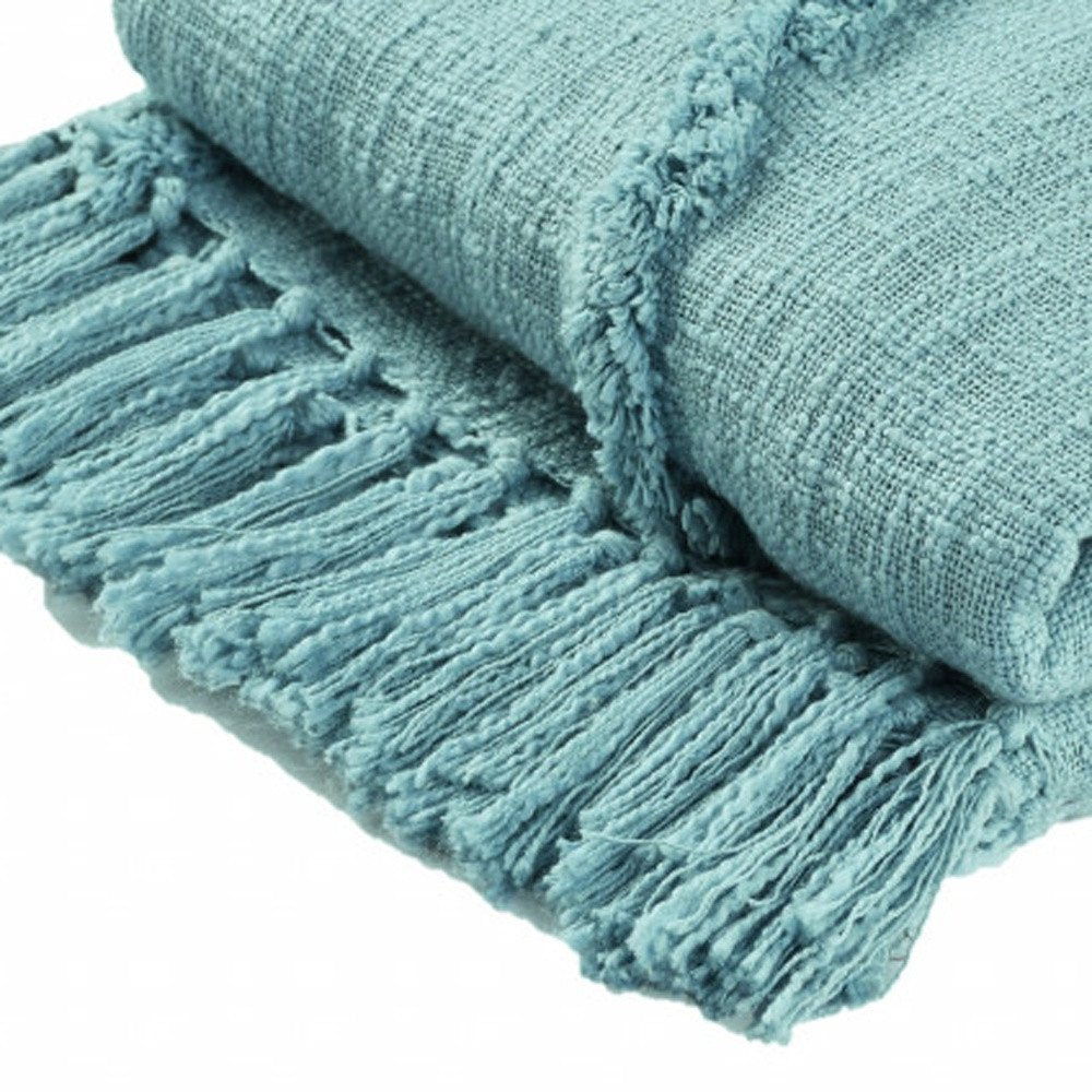 60" X 50" Orange Cotton Throw Blanket with Fringe