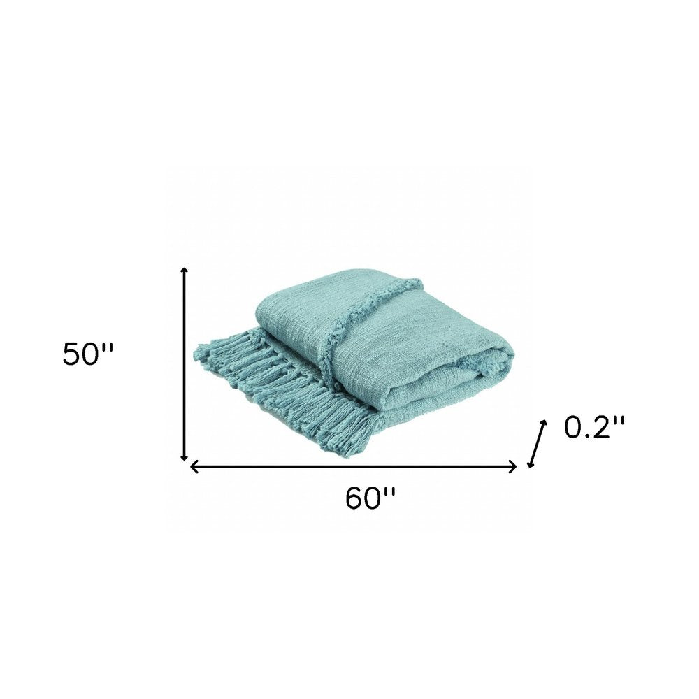 60" X 50" Orange Cotton Throw Blanket with Fringe