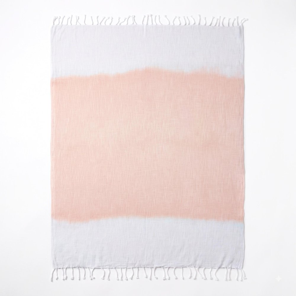 50" X 60" Orange Woven Cotton Ombre Throw Blanket with Fringe