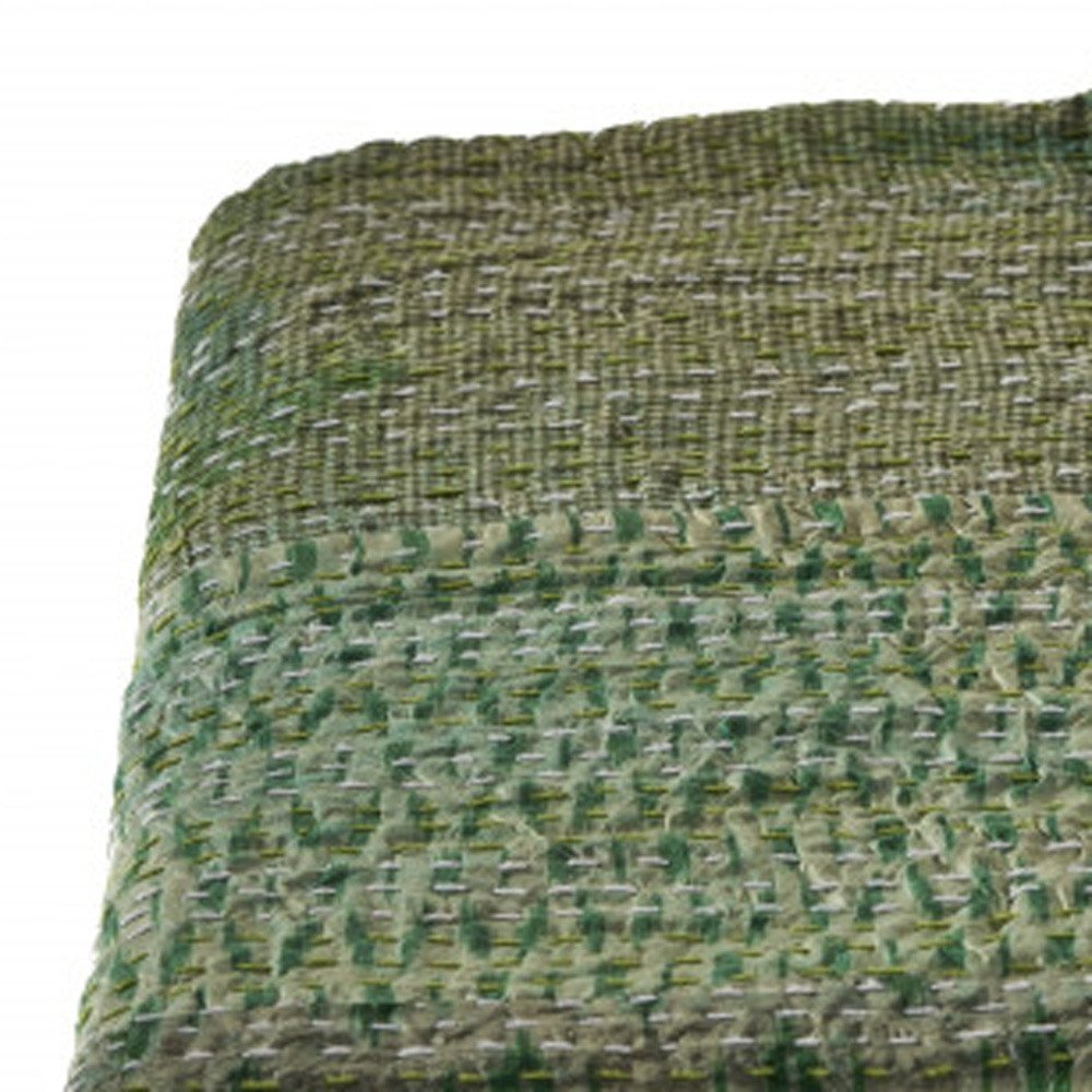 50" X 70" Green Patchwork Silk Quilted Kantha Throw Blanket with Embroidery