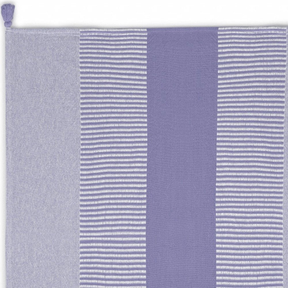 50" X 60" Purple Woven Cotton Striped Throw Blanket with Tassels