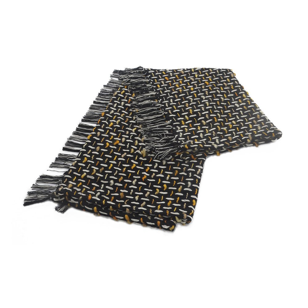 50" X 60" Black And Gold Geometric Cotton Woven Throw Blanket with Tassels