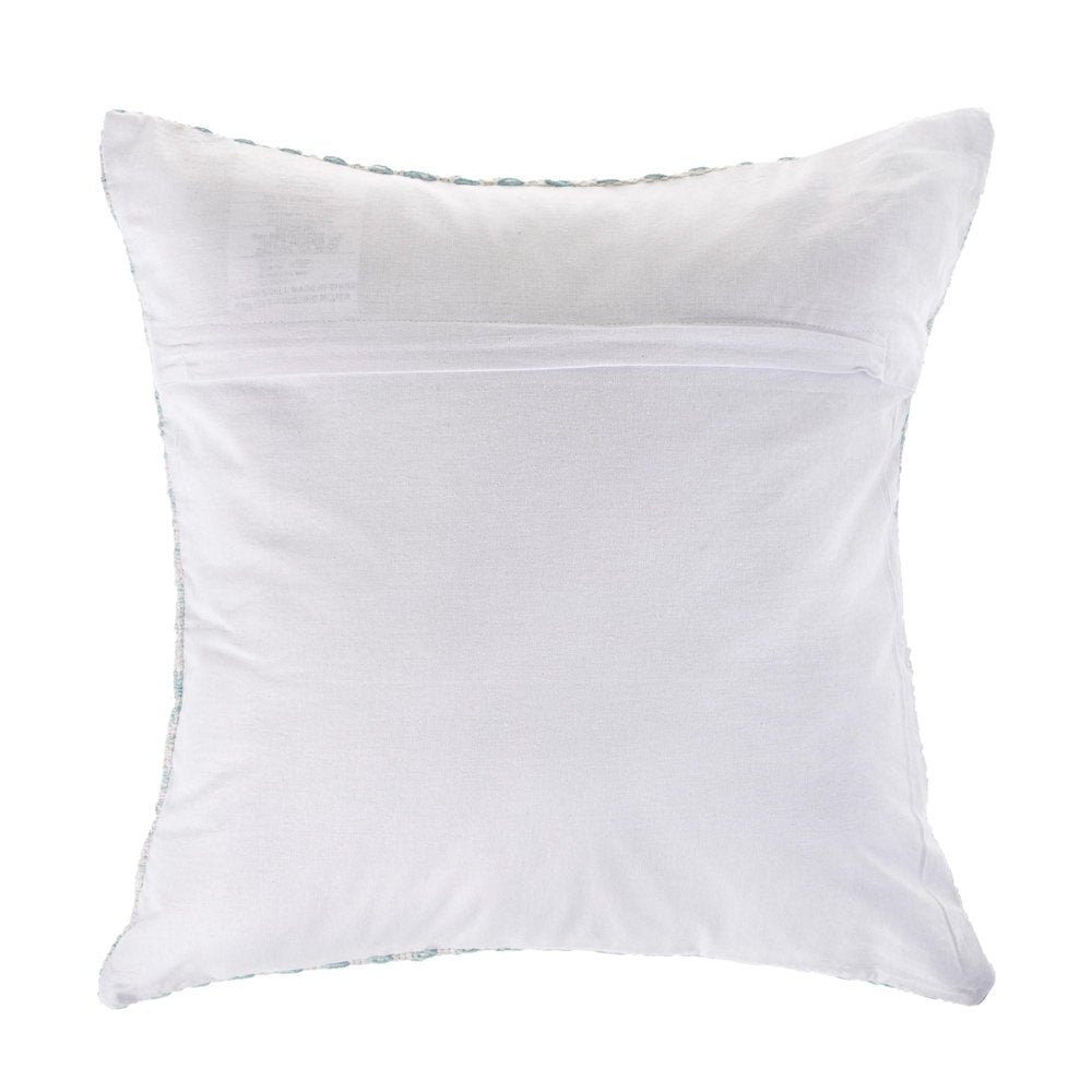 18" Light Blue And White Chevron Cotton Throw Pillow