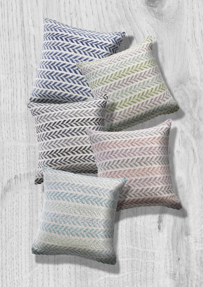 18" Light Blue And White Chevron Cotton Throw Pillow