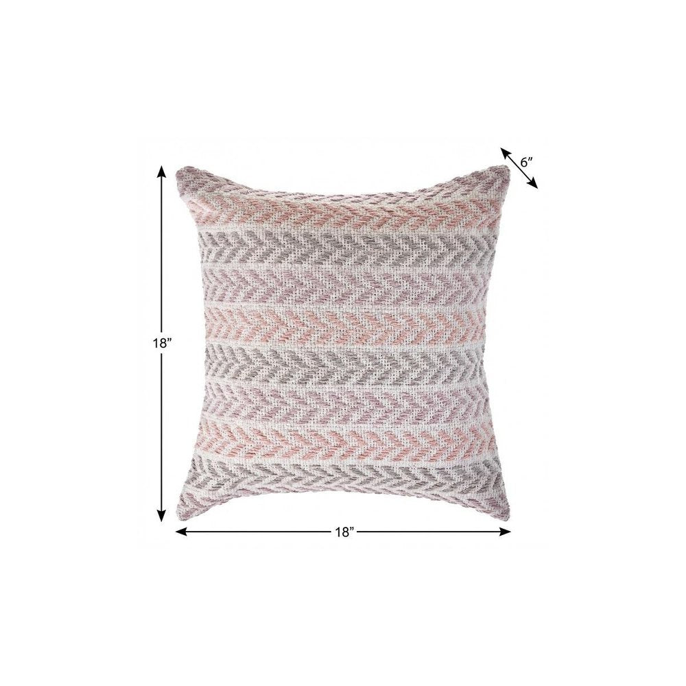18" Purple And White Chevron Cotton Throw Pillow