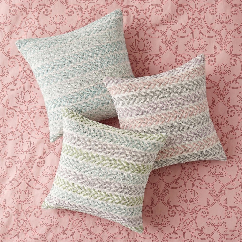 18" Purple And White Chevron Cotton Throw Pillow