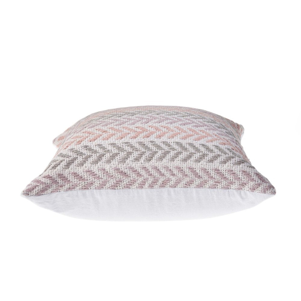 18" Purple And White Chevron Cotton Throw Pillow